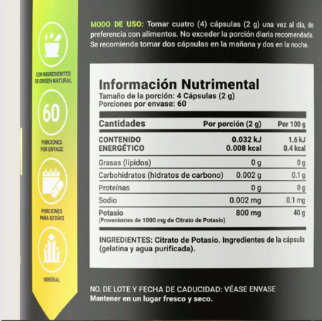 Potassium Citrate  Citrato de Potasio 240 cap |Blife