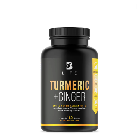 Turmeric + Ginger Raíz de Cúrcuma y Jengibre 180 cap | Blife