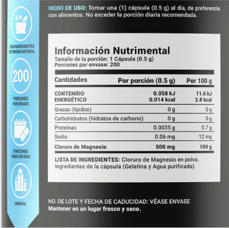 Chloride Mag Cloruro de Magnesio 200 cap | Blife