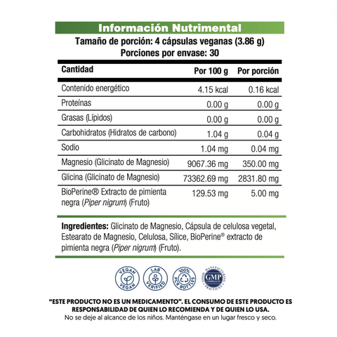 Glycinato de Magnesio 120 Cápsulas | Solaray