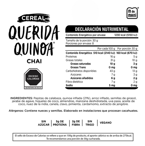 Querida Quinoa Cereal Vegano Sin Trigo 240g