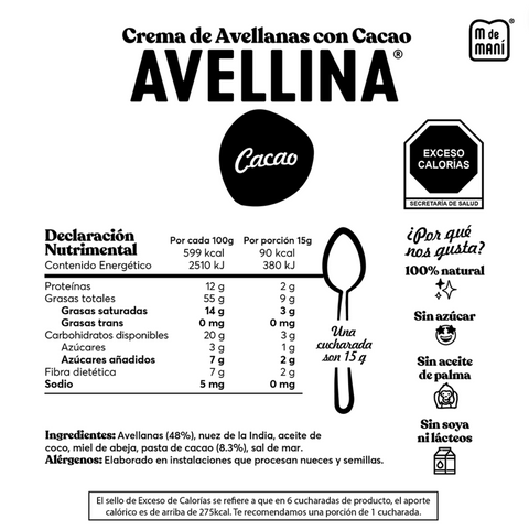 Crema de Avellanas con Cacao Avellina M de Maní