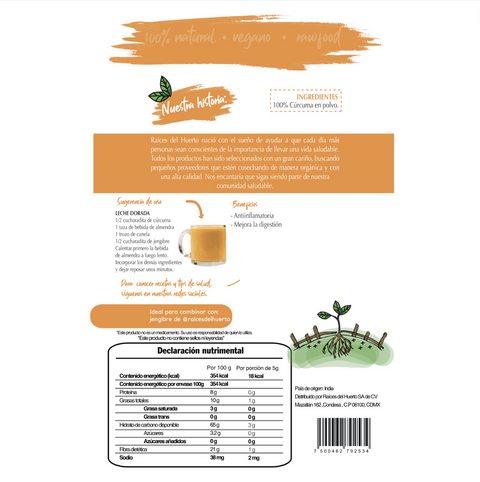 Cúrcuma en Polvo 100g Raíces del Huerto