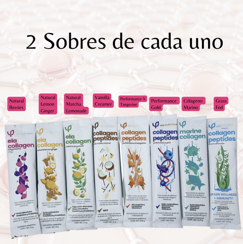 Caja Mix Pack 16 Sobres Peptidos de Colágeno Surtidos ela nutrition