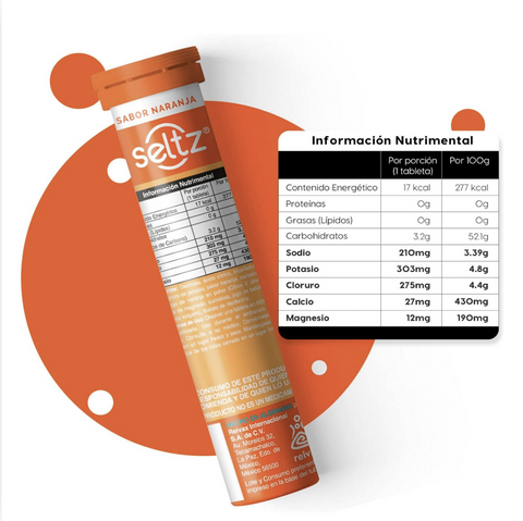 Electrolitos Efervecentes sabor Naranja⎜Seltz