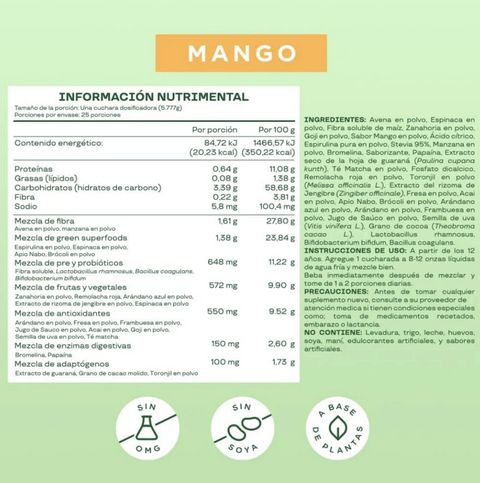 Mezcla de Verduras y Super foods en polvo Mango⎜Bloom