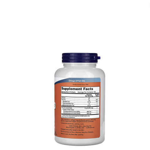 Aceite de pescado omega-3 1,000mg 200 softgel⎜Now Foods