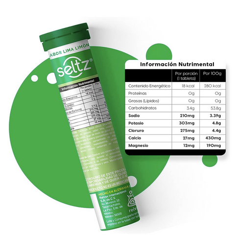 Electrolitos Efervecentes sabor Lima Limón⎜Seltz