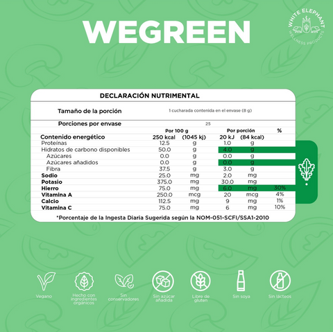 WEgreen mezcla de vegetales en polvo ⎜We Superfoods